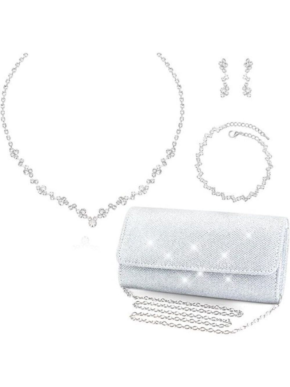 Bridal Jewelry Set Necklace Earrings Bracelet Crystal Wedding Accessories Women